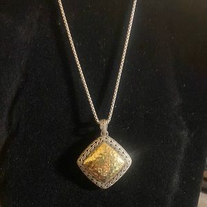 John Hardy 18k hammered bonded yellow gold center with sterling chain